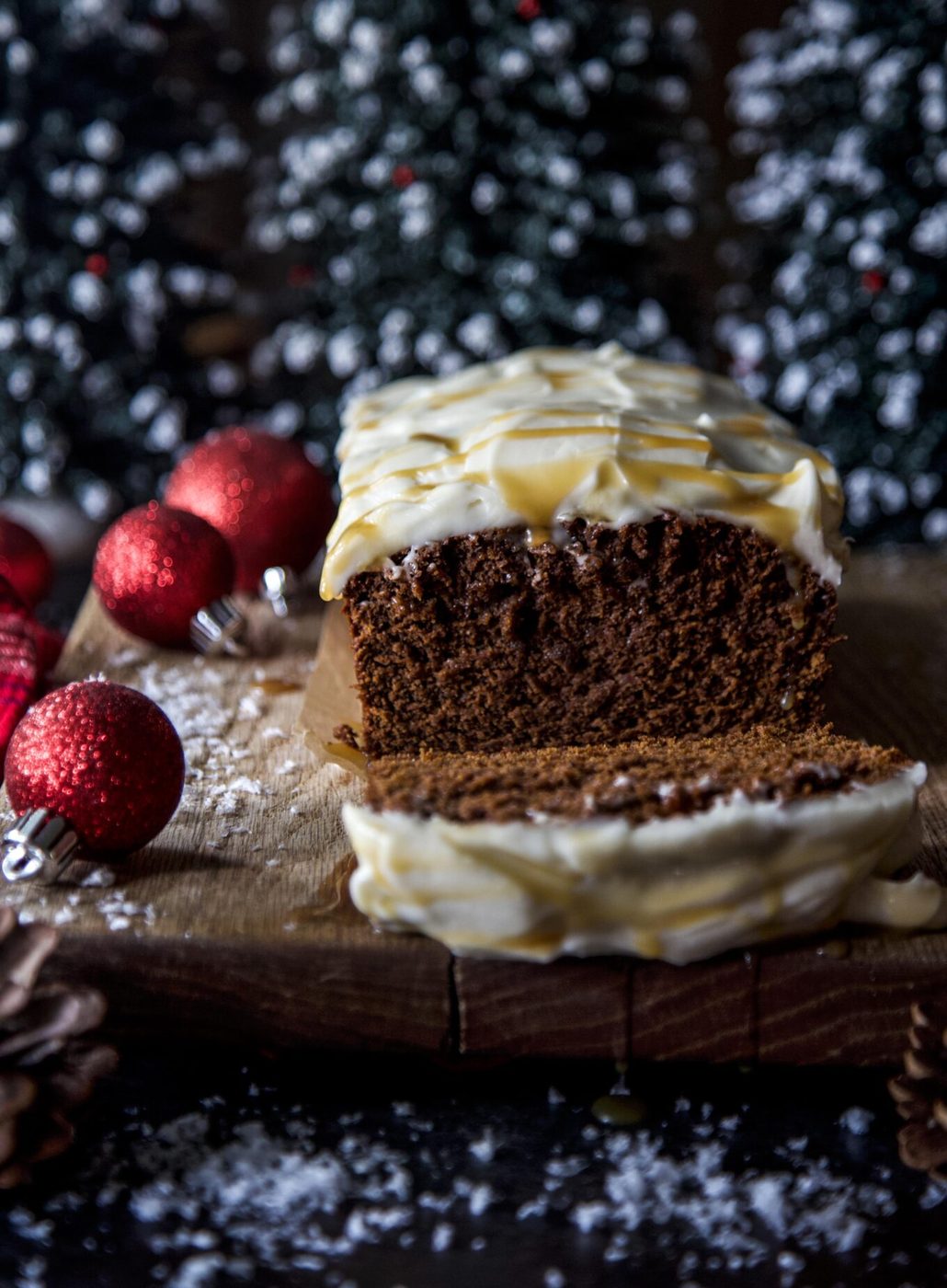 Gingerbread Loaf with Caramel Cream Cheese Frosting