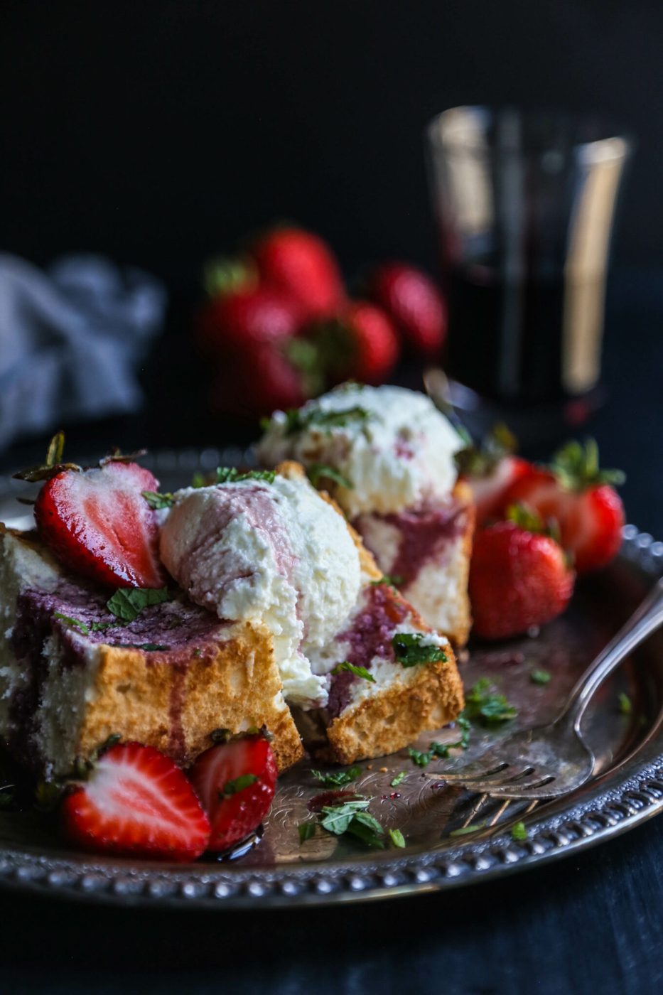 Goat Cheese Mousse Cakes with Bordeaux Soaked Strawberries www.climbinggriermountain.com II