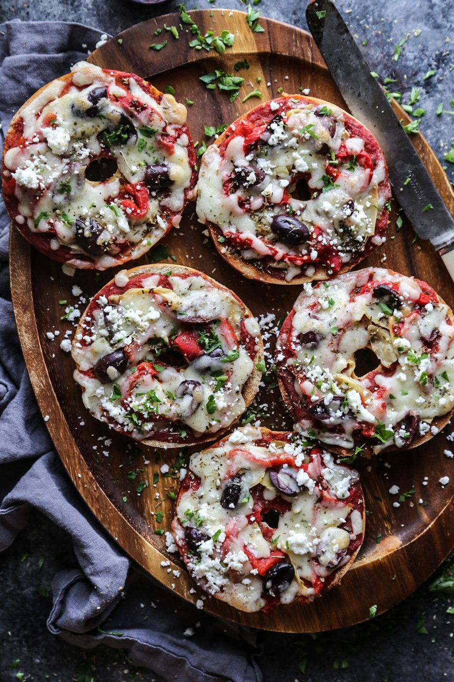 Greek Pizza Bagels