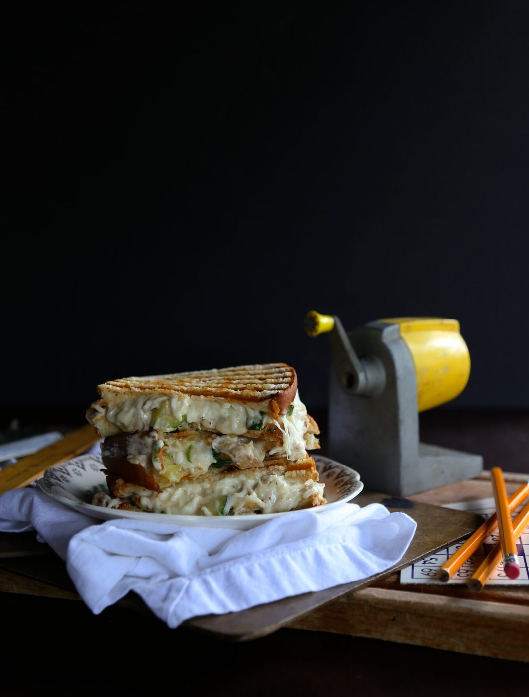 Greek yogurt chicken alfredo grilled cheese