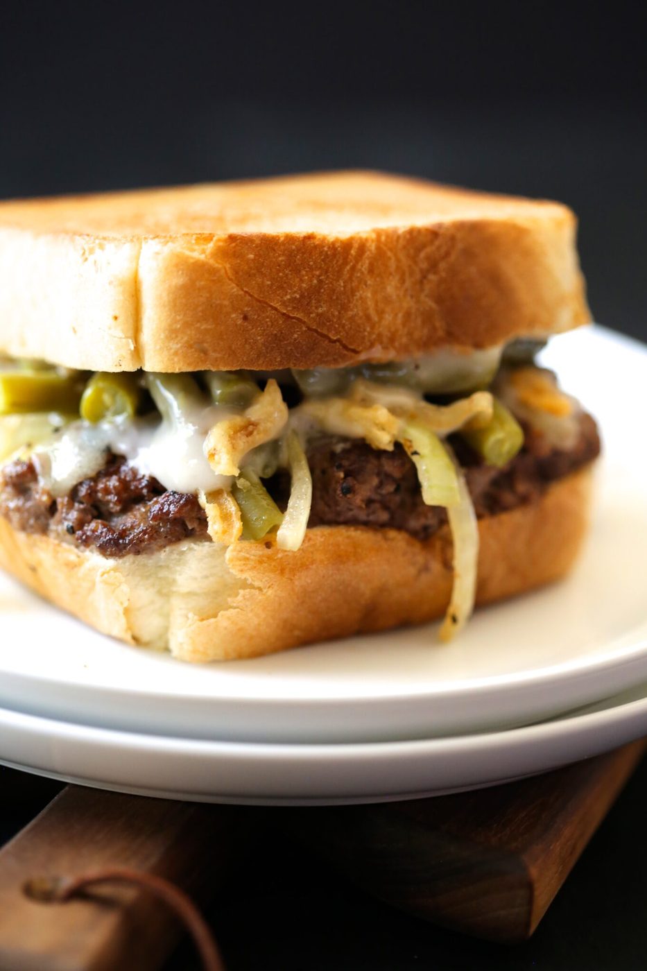 Green bean casserole patty melt