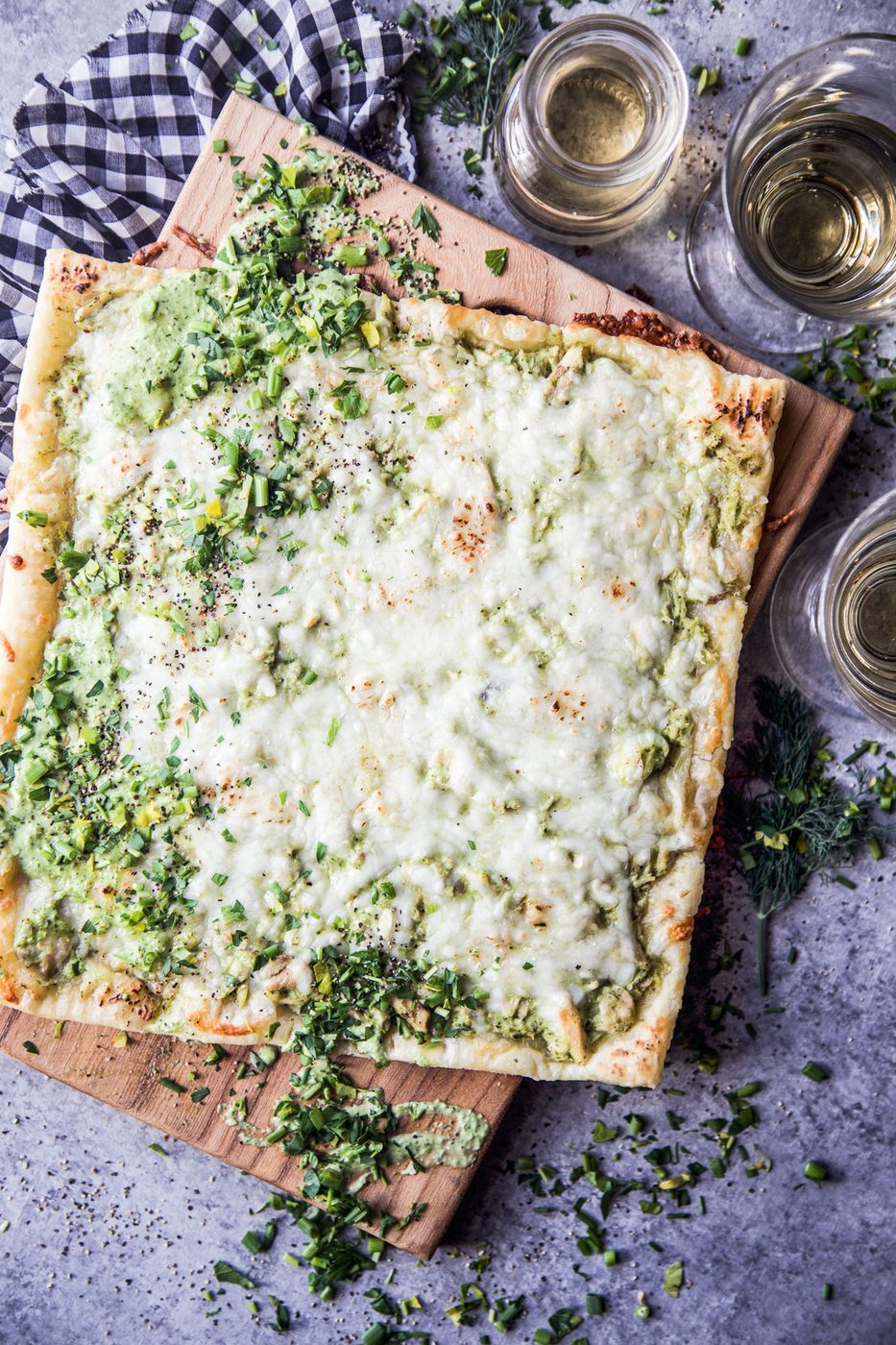 green goddess tuna puff pastry tart