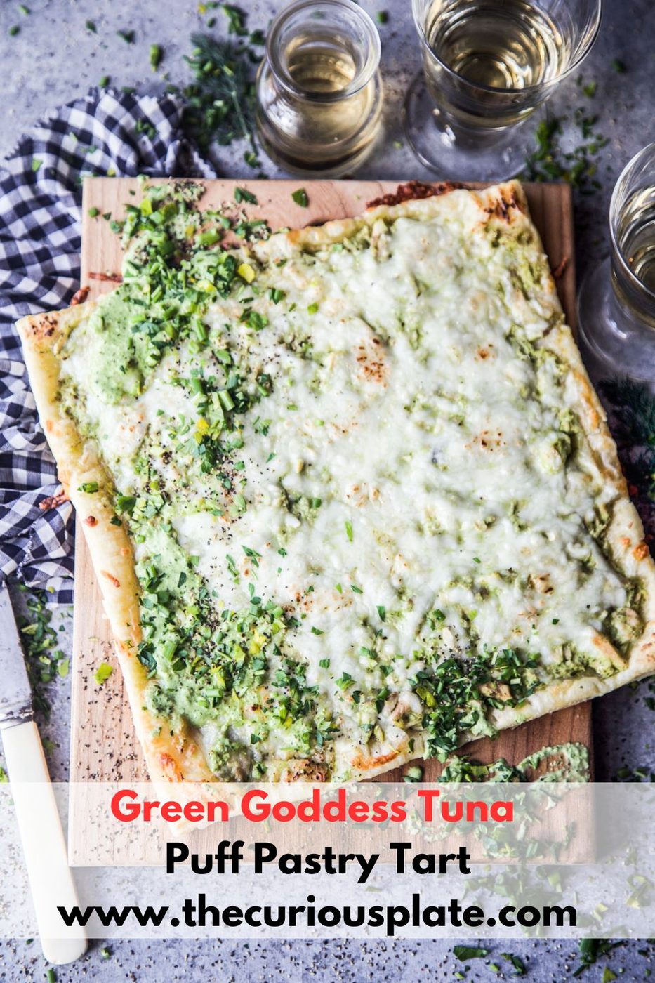 green goddess tuna puff pastry tart