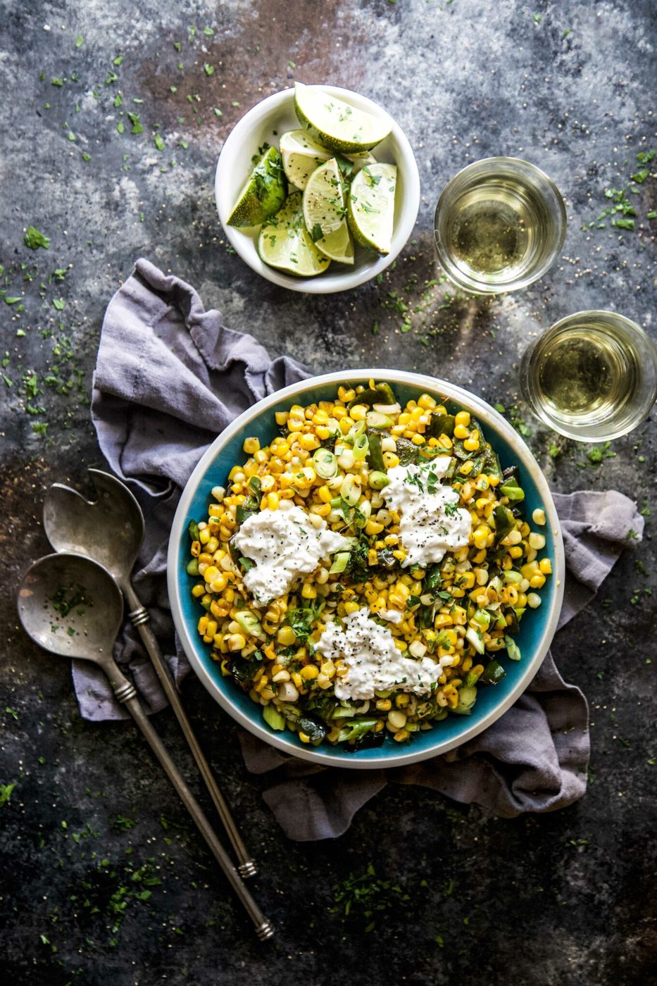 Grilled Corn Burrata and Poblano Salad