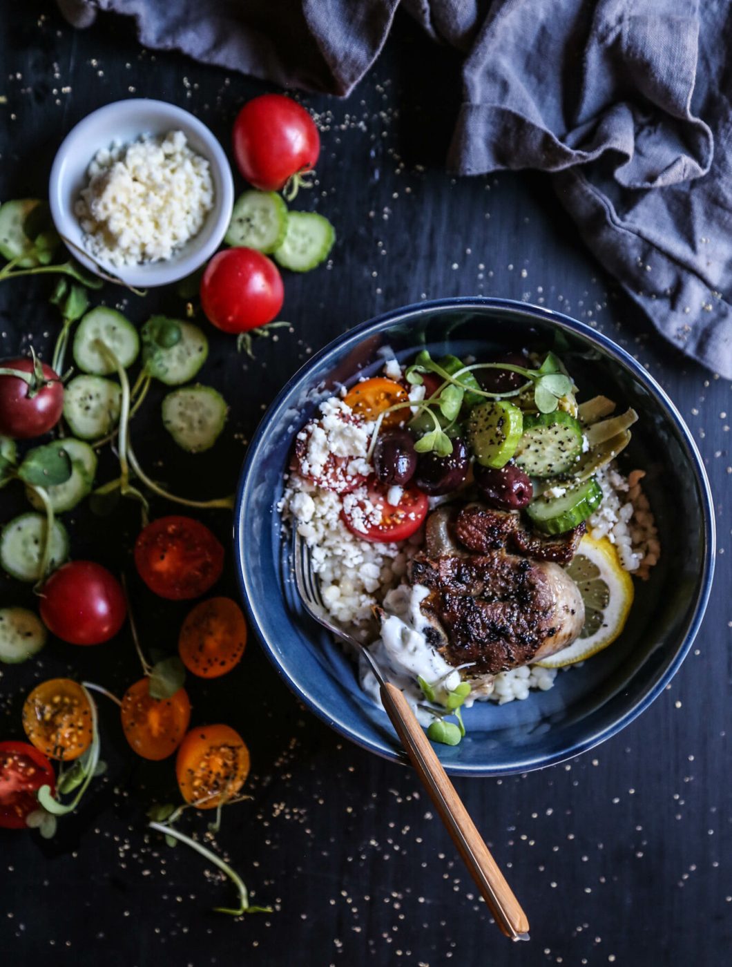 Grilled Lamb Souvlaki Bowls www.climbinggriermountain.com