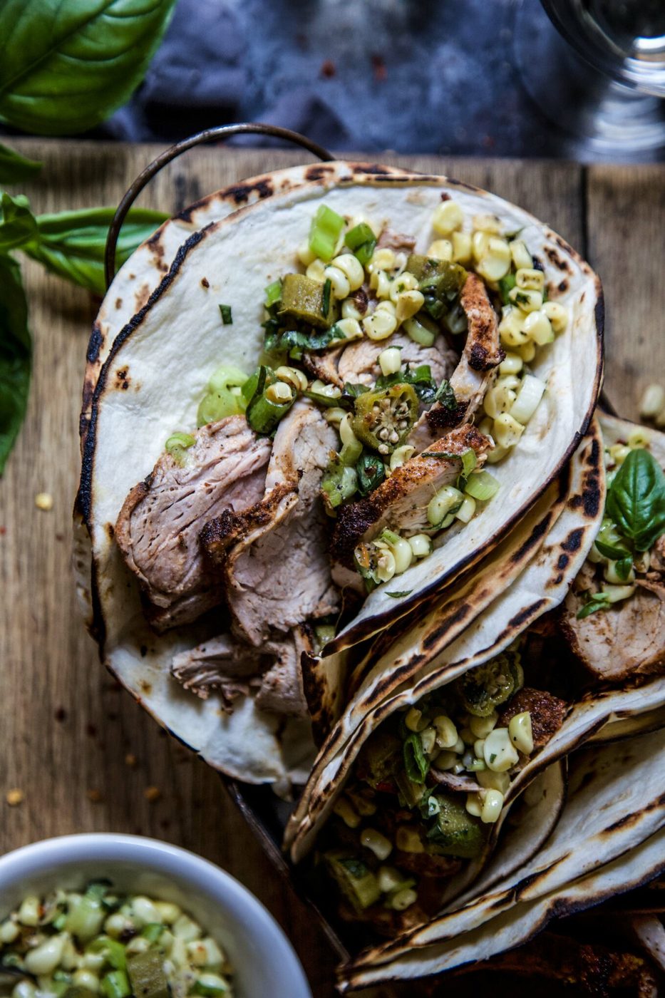 Grilled Pork Tenderloin Tacos with Corn-Okra Relish