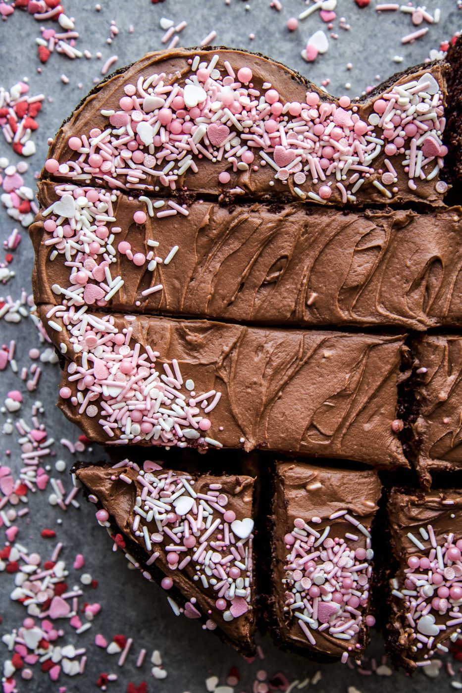 Heart-Shaped Chocolate Cake with Chocolate Cream Cheese Frosting