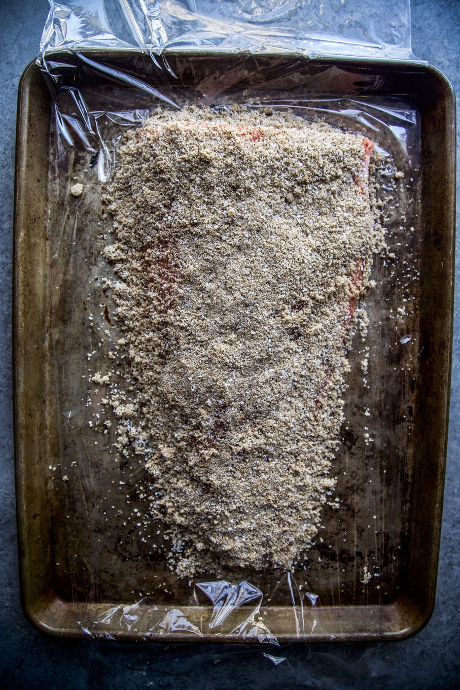 salmon covered in dry brine