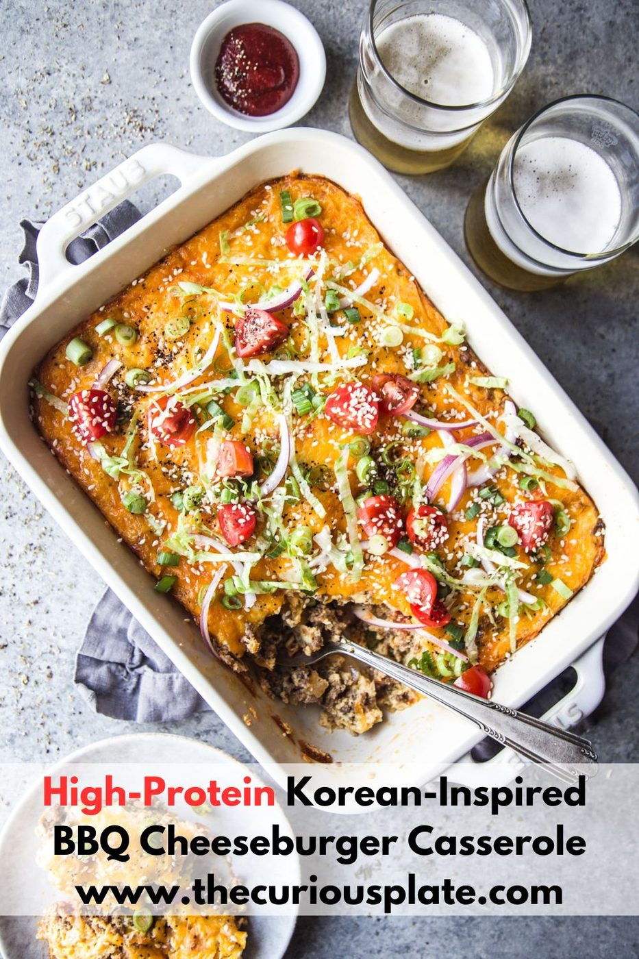 High-Protein Korean-Inspired BBQ Cheeseburger Casserole