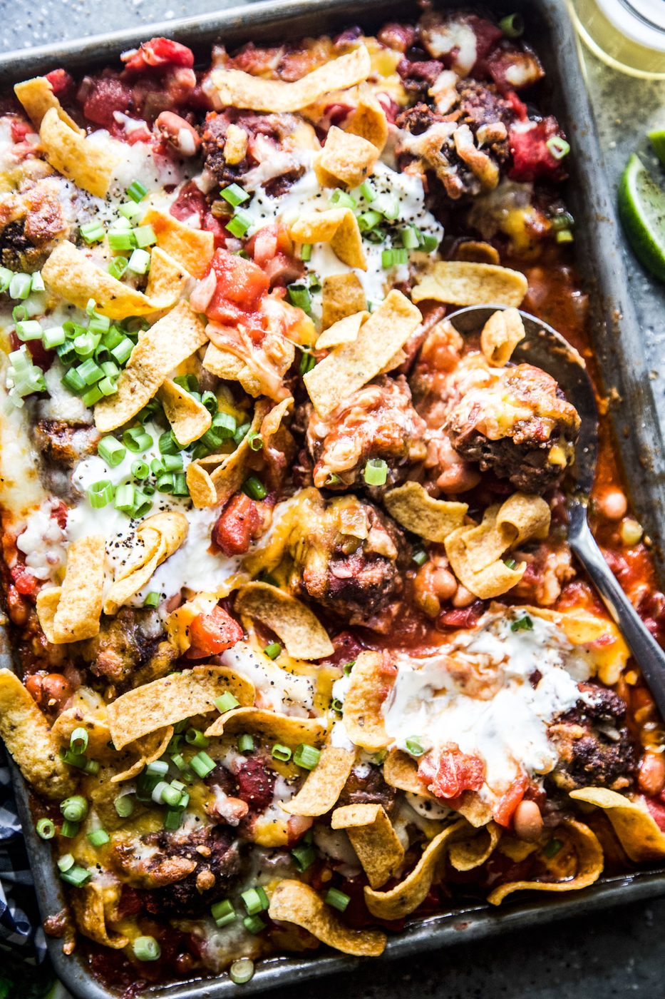 High-Protein Chili Cheese Sheet Pan Meatballs