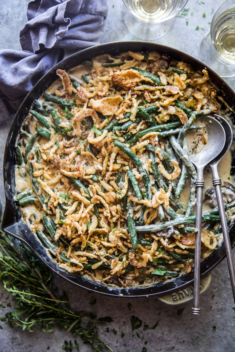 kitchen-made green bean skillet casserole