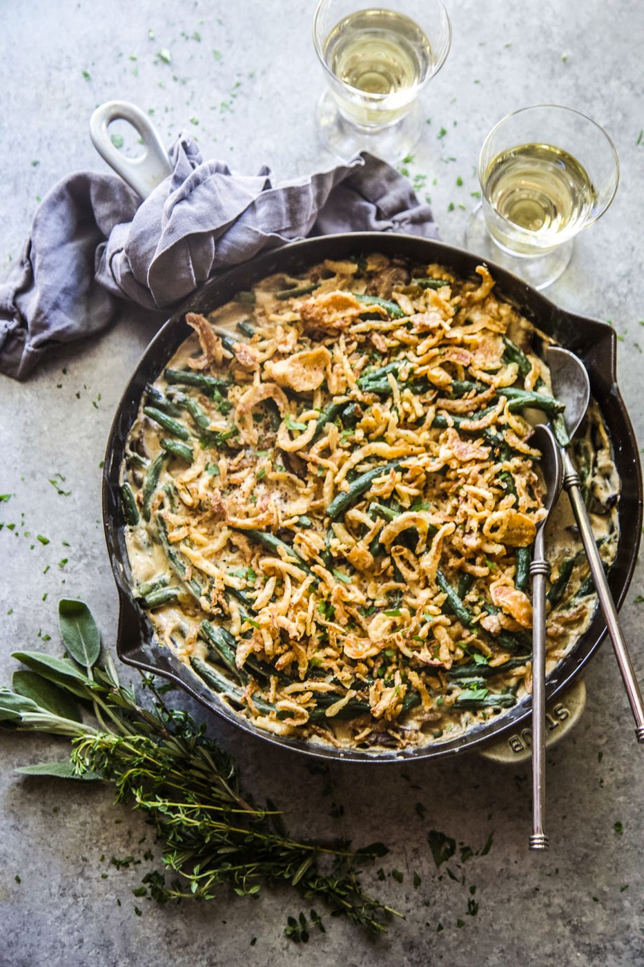 kitchen-made green bean skillet casserole