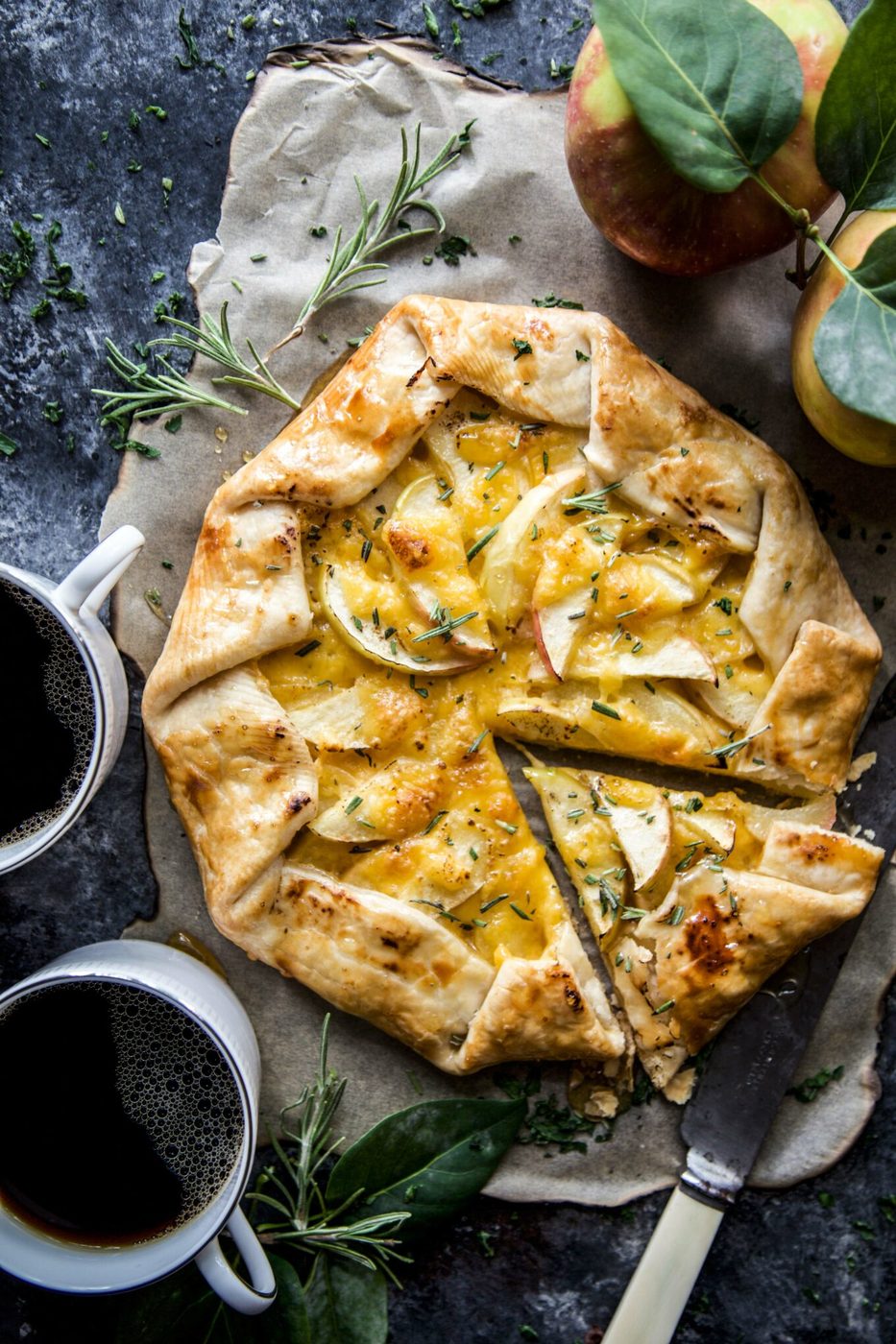 Cheddar & Rosemary Honey on honeycrisp Tart