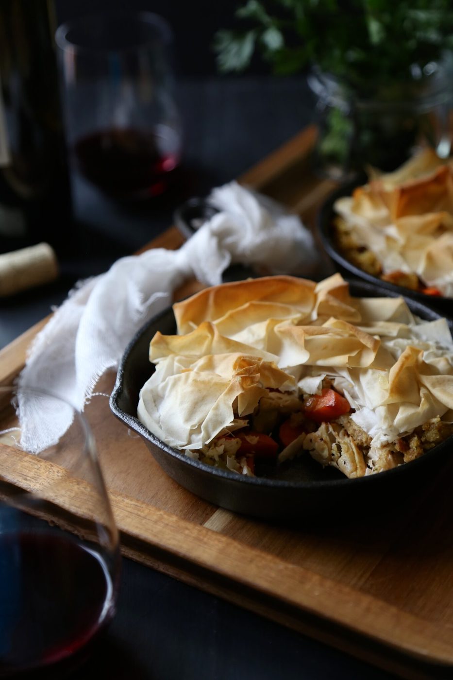 Individual thanksgiving skillet spanakopita
