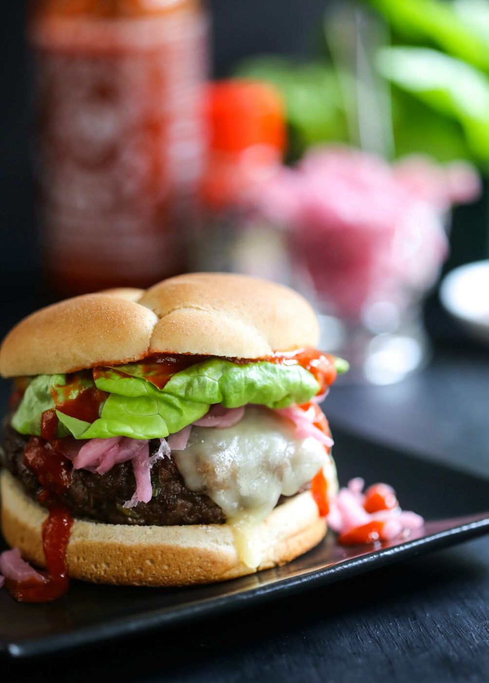 Korean BBQ Burger with Pickled Onions www.climbinggriermountain.com I
