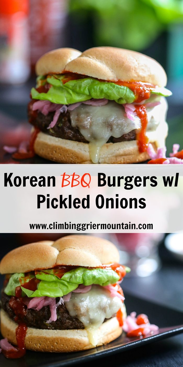 Korean BBQ Burgers with Pickled Onions www.climbinggriermountain.com