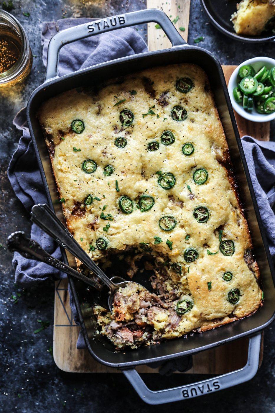 Cornbread Topping on korean BBQ Pulled Pork