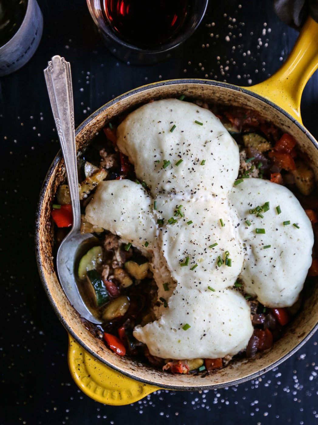 leftover-turkey-ratatouille-skillet-with-herbed-dumplings-www-climbinggriermountain-com-ii