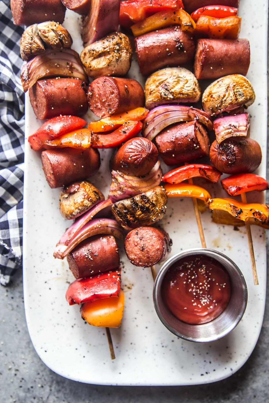 loaded hot dog skewers.