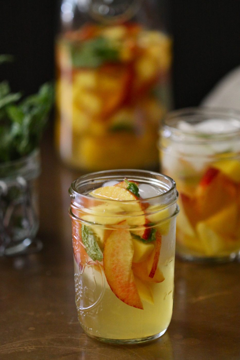 Mango, mint, & peach sangrias