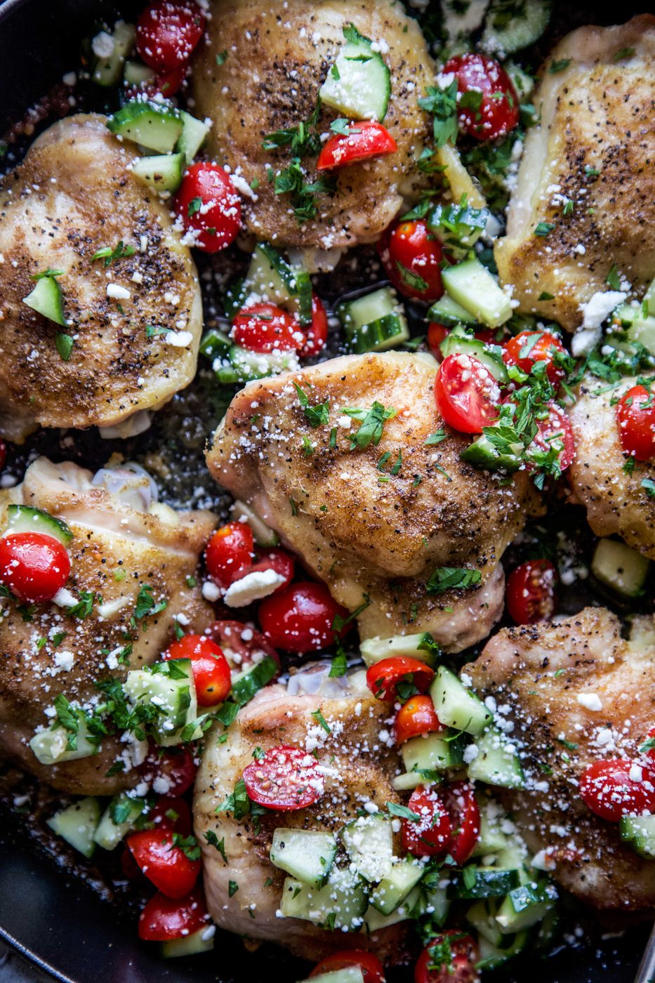 Mediterranean Chicken Thighs with Lemon-Cucumber Relish www.climbinggriermountain.com.