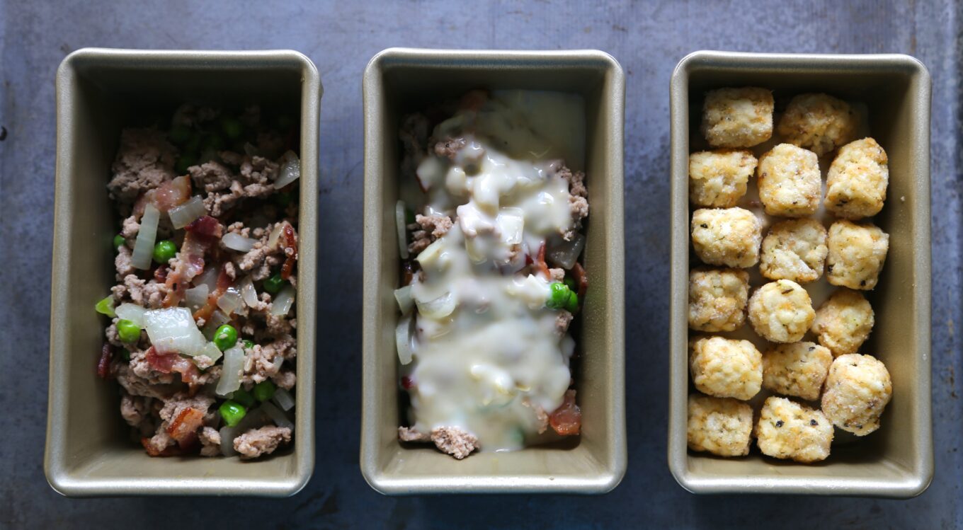 Mini Bacon and Bourbon Tater Tot Casseroles www.climbinggriermountain.com