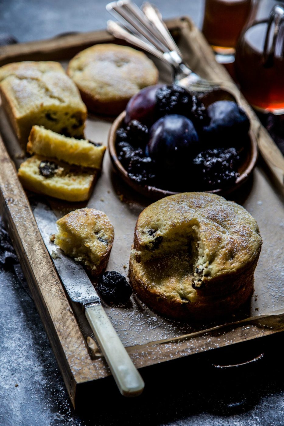 Mini Cardamom and Dried Prune Ricotta Cakes