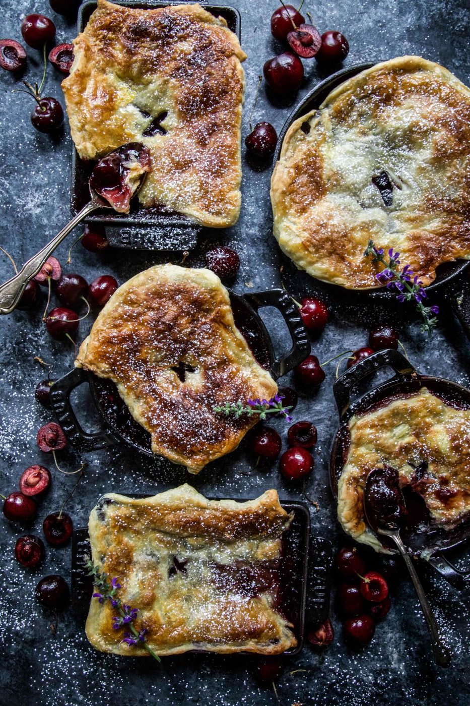 Mini Cherry & Lavender Skillet Pies