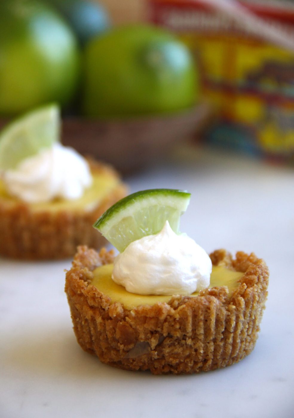 Animal cracker crust on mini key lime pies