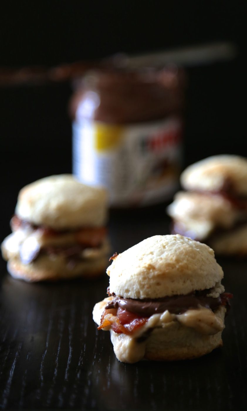 mini nutella bacon banana shortcakes with peanut butter whipped cream www.climbinggriermountain.com