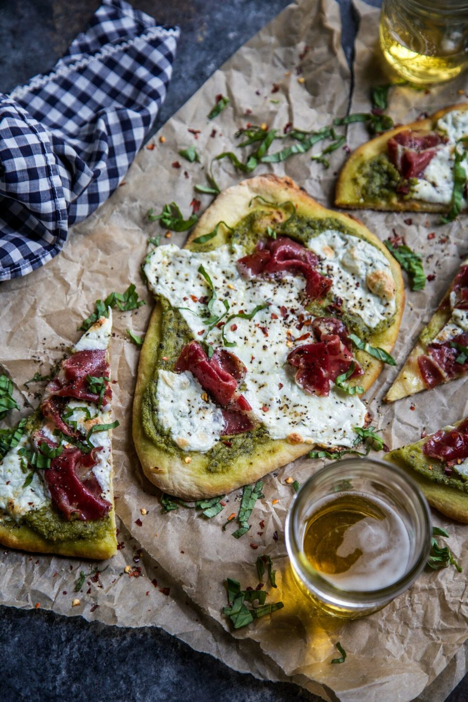 Mozzarella and Soppressata Flatbread with Avocado Pesto