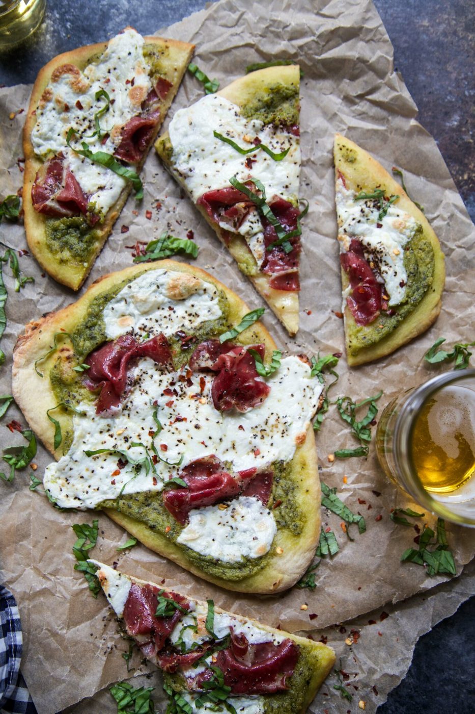 Mozzarella and Soppressata Flatbread, finished with Avocado Pesto