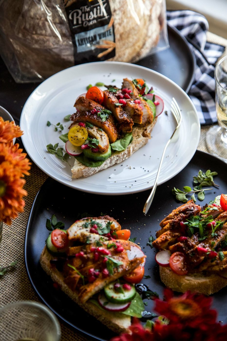 Open-Faced Persian Chicken Sandwich with Pomegranate Honey