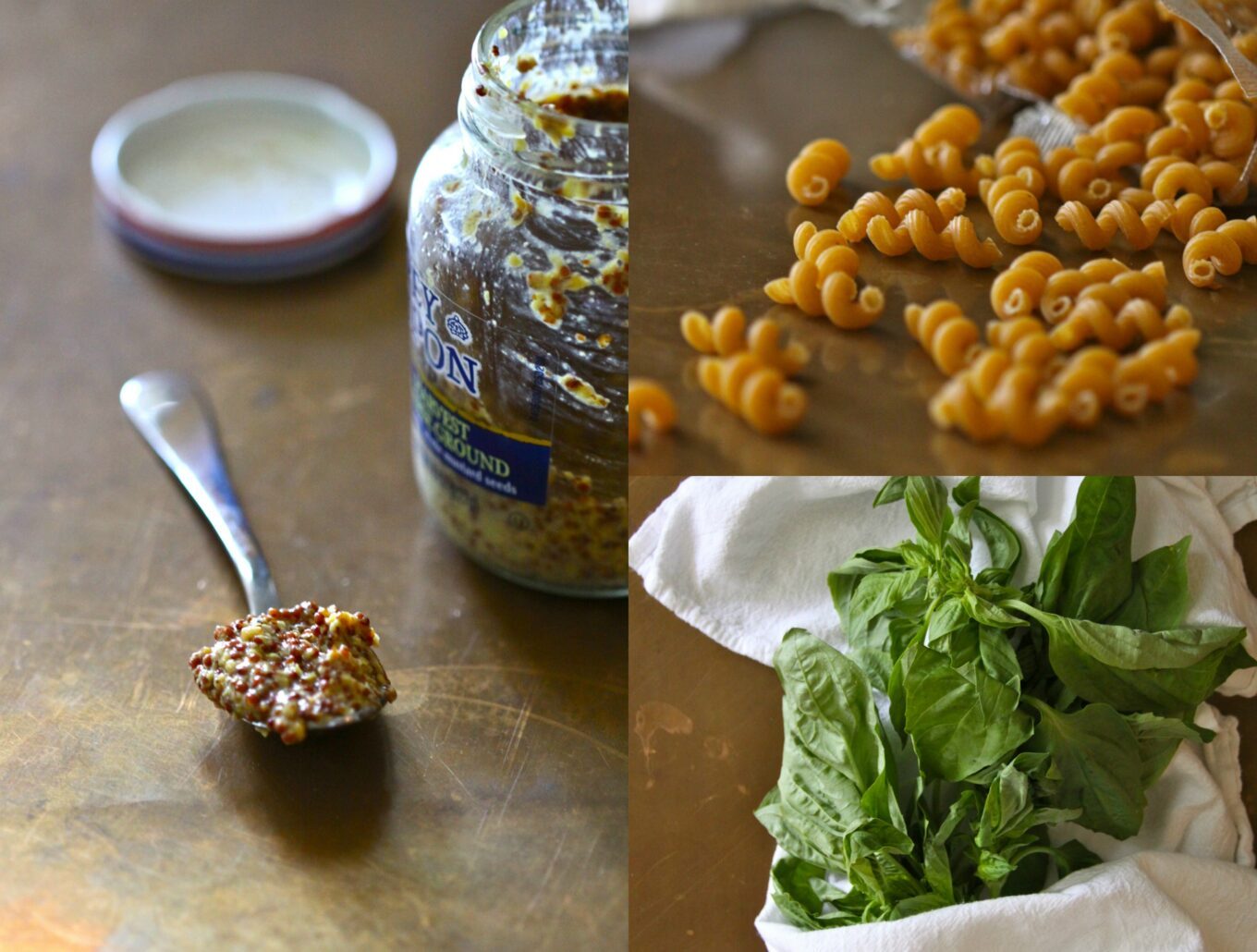 pasta with chicken chorizo whole grain mustard and basil