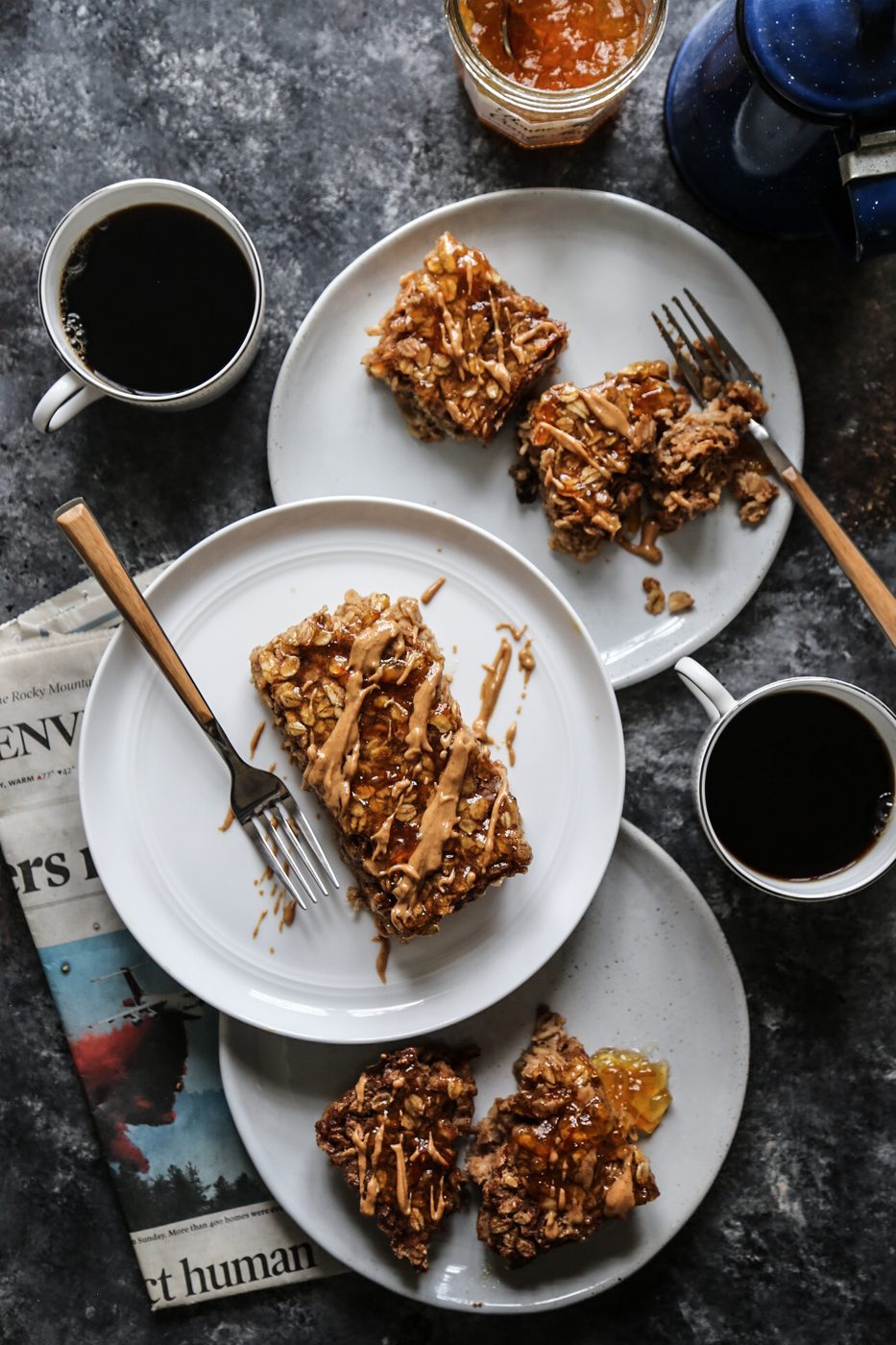 Peanut Butter & Orange Marmalade Oatmeal Bake