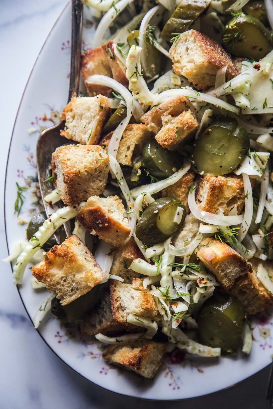 Pickle panzanella salad