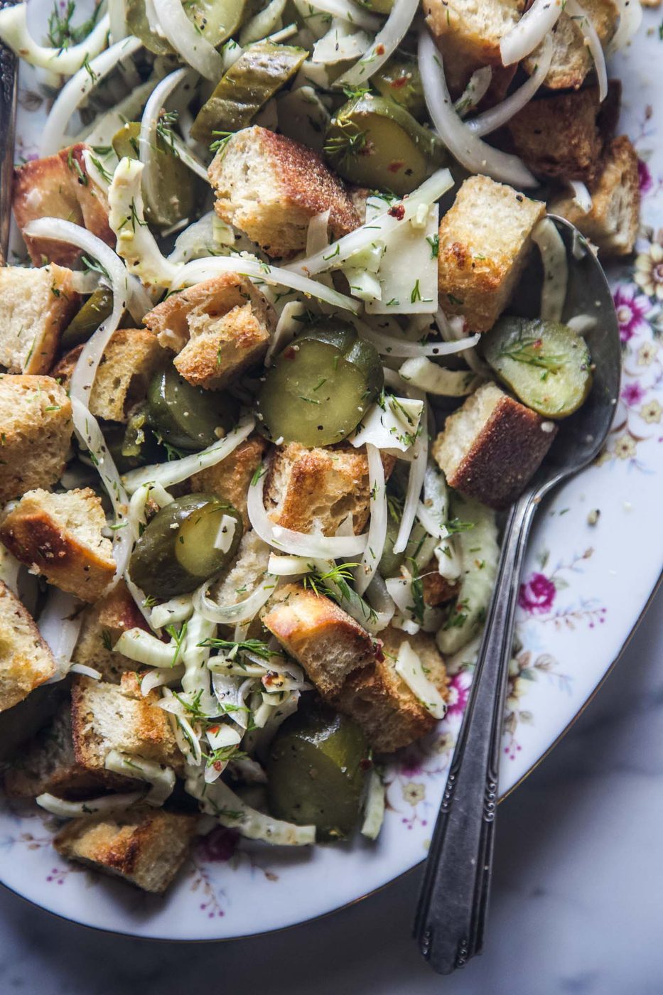 Pickle panzanella salad