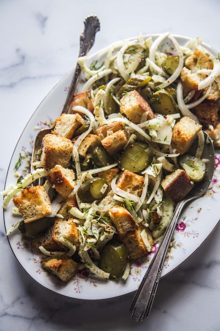 Pickle panzanella salad
