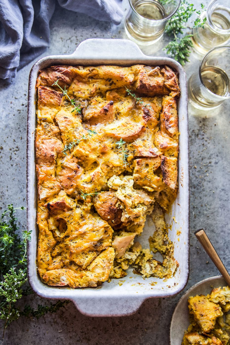 Pumpkin and Smoked Cheddar Strata.