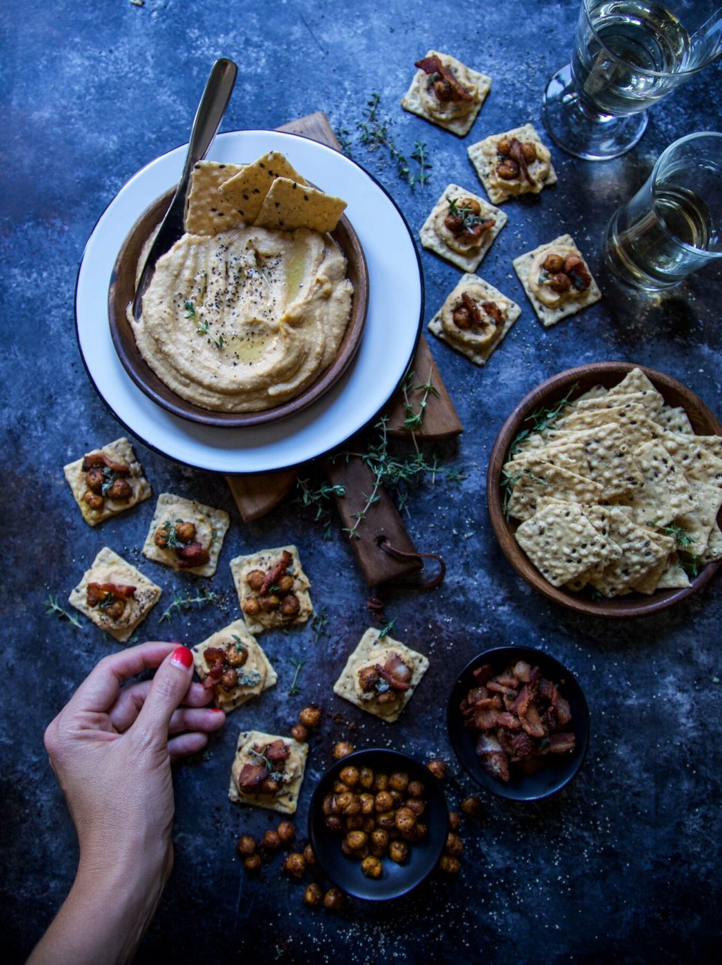 Pumpkin Hummus, finished with Spiced Chickpeas & Sage Bacon