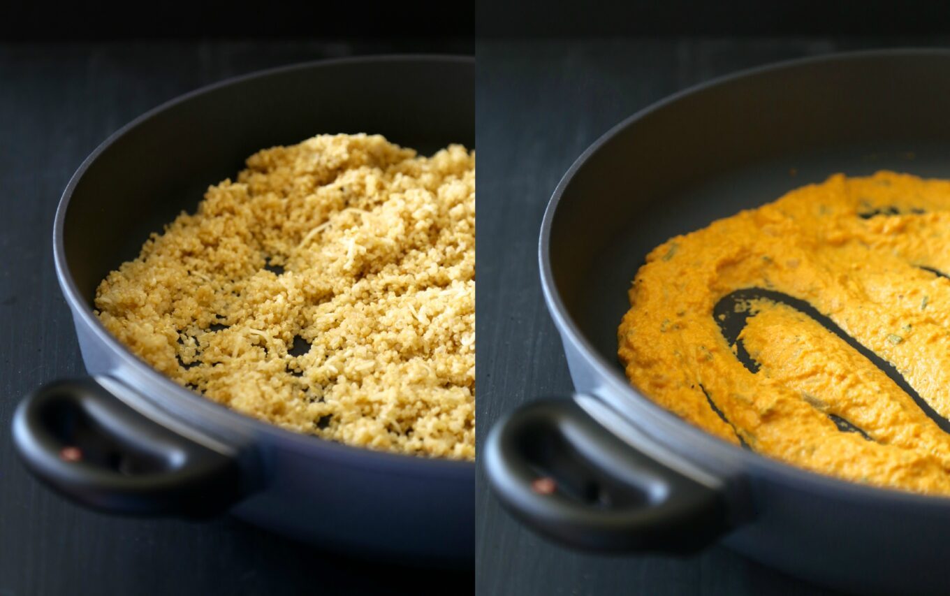 pumpkin quinoa casserole with gruyere & fresh herbs