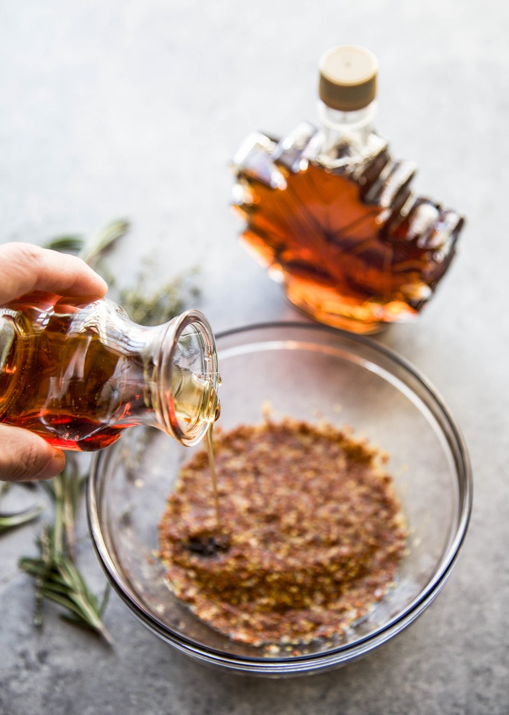 maple mustard glaze mixed in a bowl