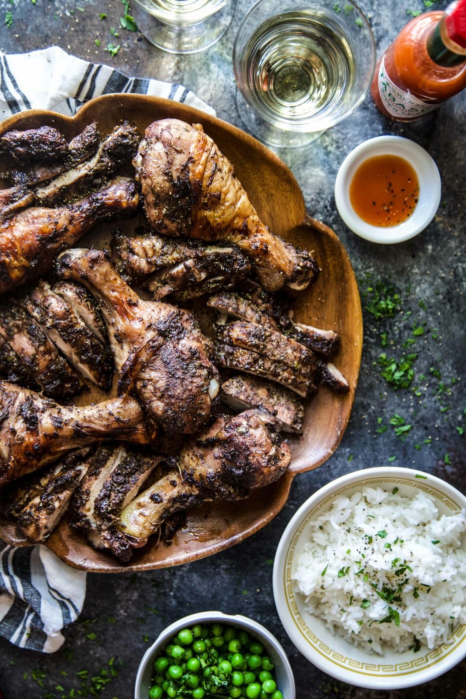 Roasted Jerk Chicken, finished with Rice & Peas