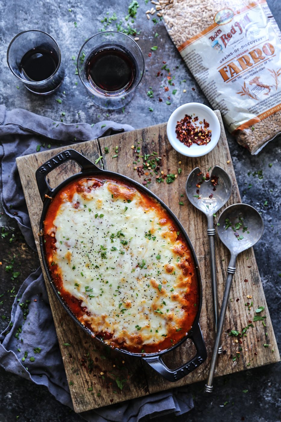Roasted Red Pepper & Spiced Farro Parmigiana