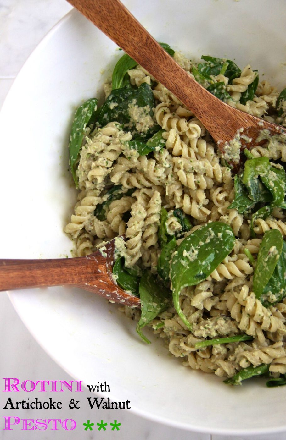 Rotini pasta with artichoke and walnut pesto + { a dreamfields pasta GIVEAWAY!}