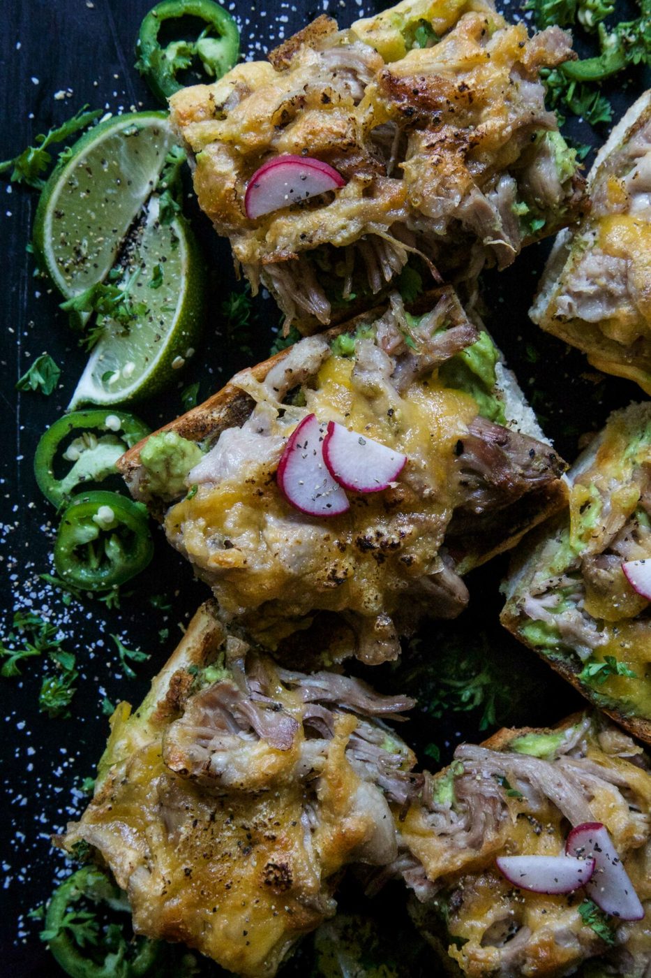 Salsa Verde Pulled Pork Avocado Toasts