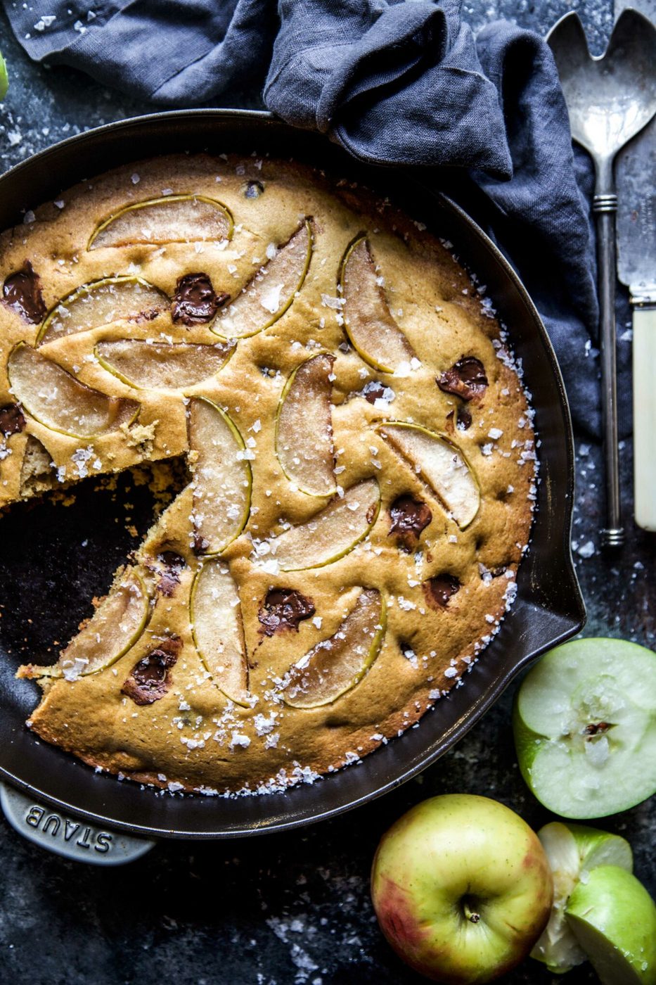 Salted Chocolate Chip Apple Skillet Cookie