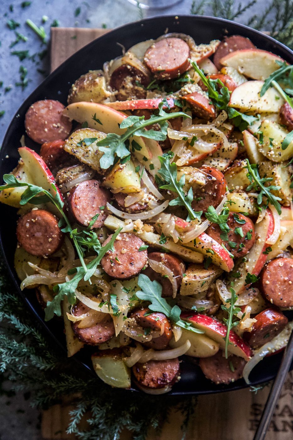 Sausage and Apple Hash with Whole Grain Mustard