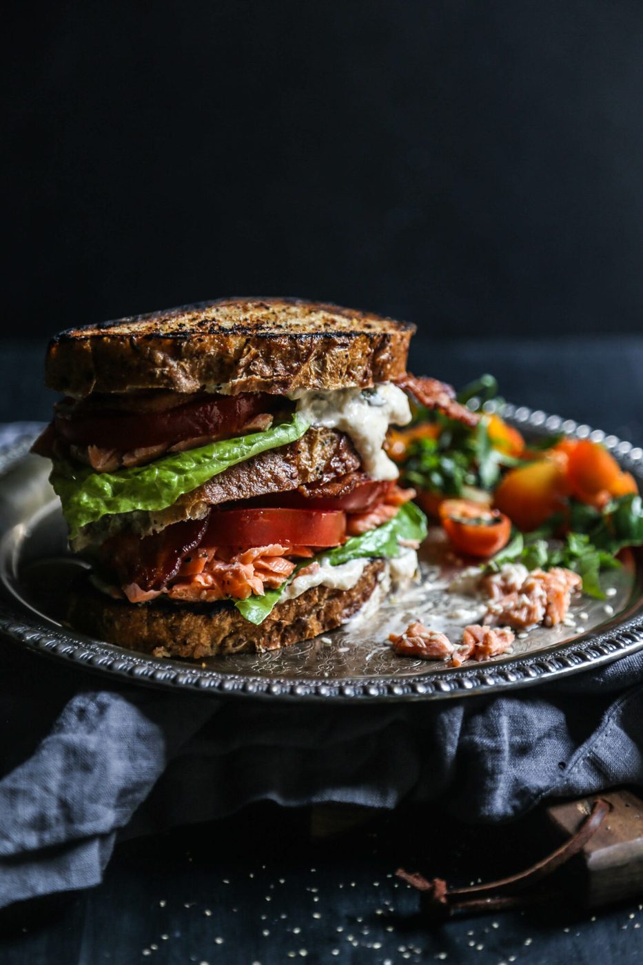 Sesame Roasted Salmon BLT with Kimchi Yogurt Dressing www.climbinggriermountain.com II