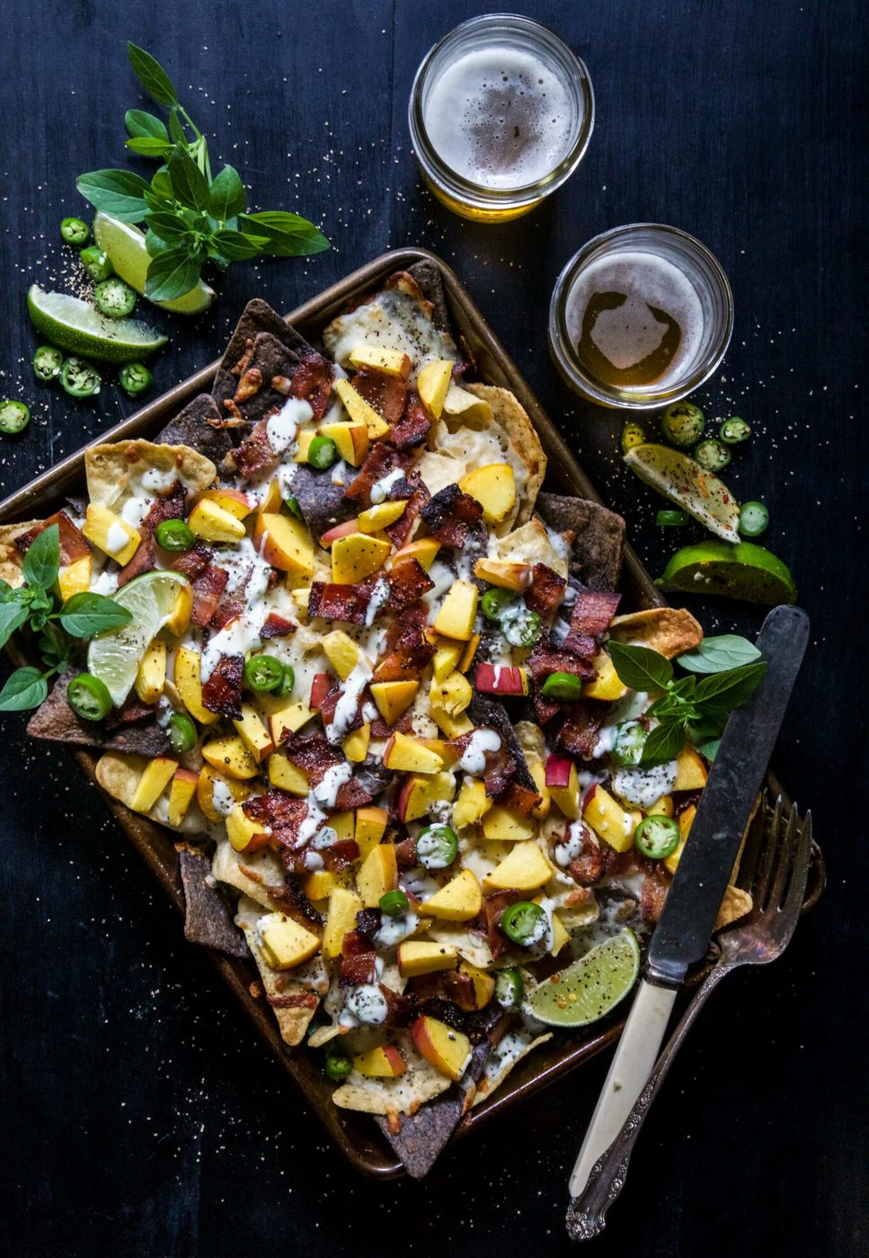 Sheet Pan Bacon And Peach Nachos